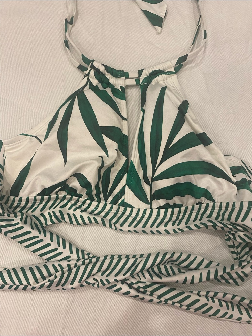 Gibson Latimer Palm Print Halter Swim Top Medium